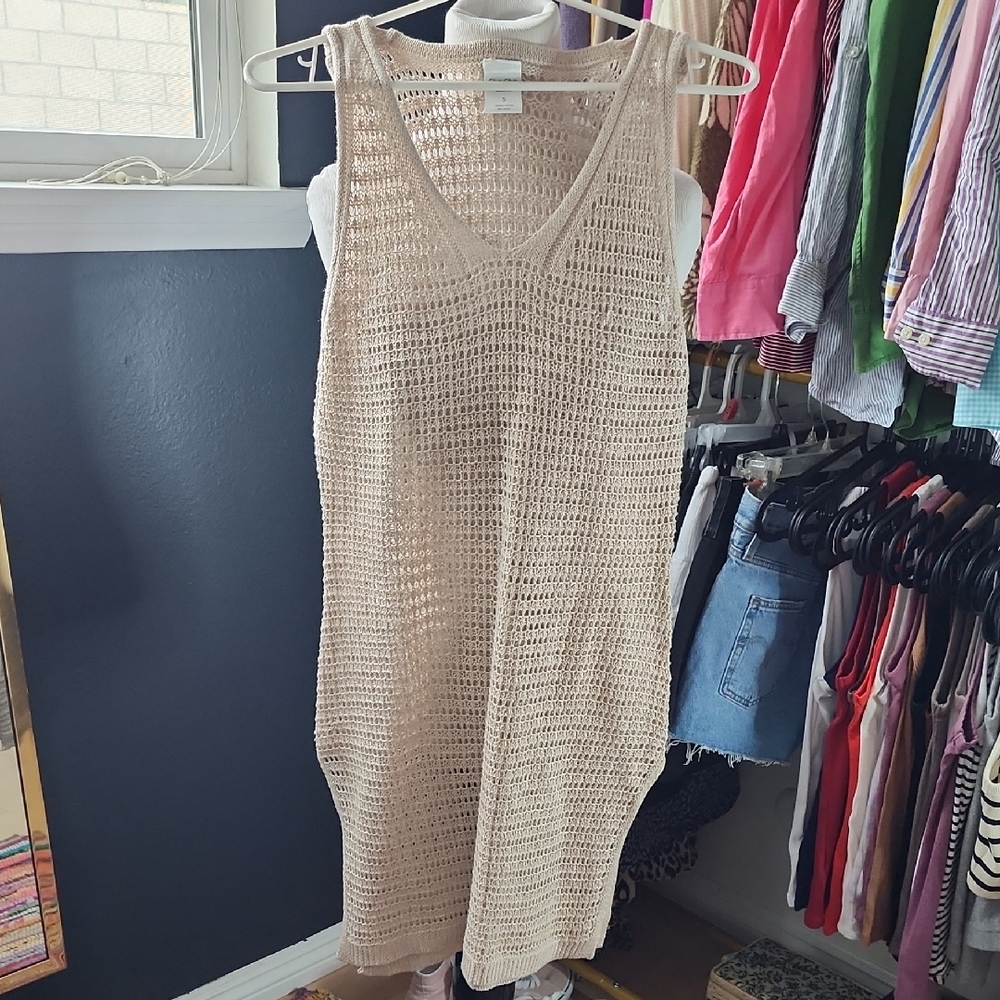 Chic Beige Knit Swim Coverup